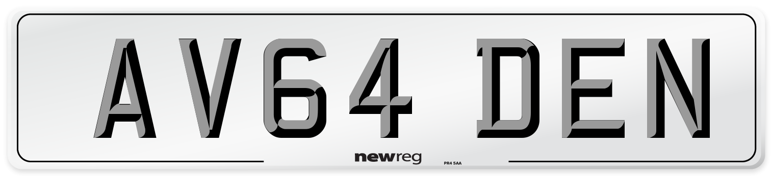 AV64 DEN Number Plate from New Reg